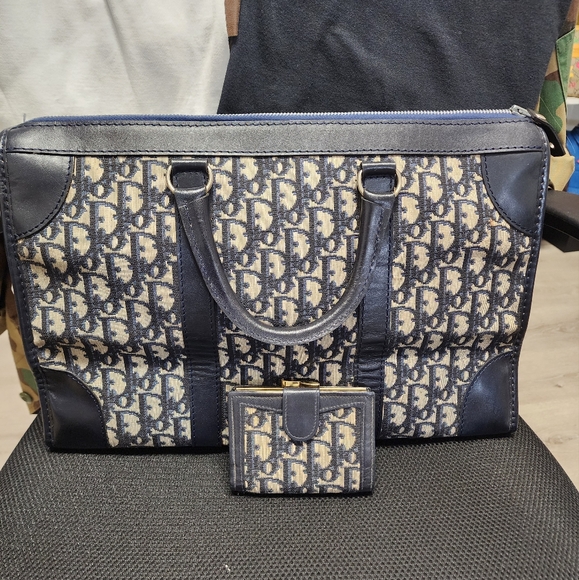 Auth Dior Trotter Montiagne Navy Boston Bag And Wallet Bundle - Picture 3 of 15